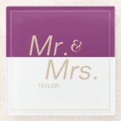 Wijnmakerij paarse minimalistische moderne bruilof glazen onderzetter (Voorkant)