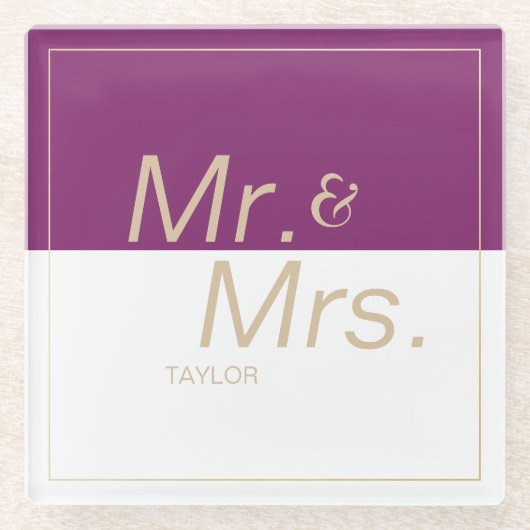 Wijnmakerij paarse minimalistische moderne bruilof glazen onderzetter (Voorkant)