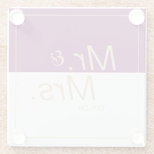 Wijnmakerij paarse minimalistische moderne bruilof glazen onderzetter (Achterkant)