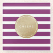 Wijnmakerij paarse minimalistische moderne trouwst glazen onderzetter (Voorkant)