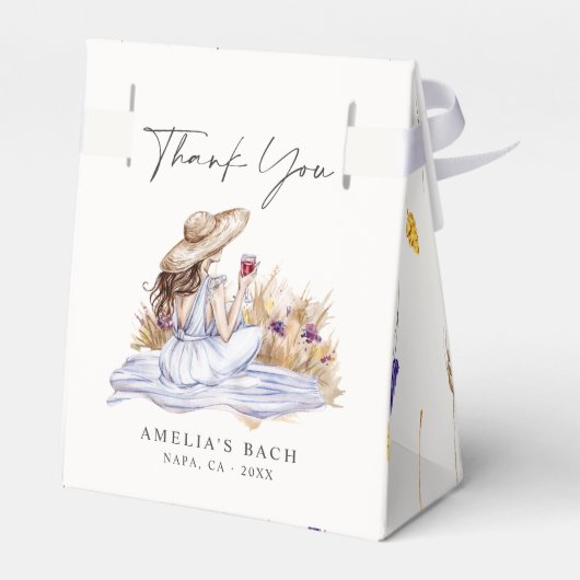 Wijnmakerij Picknick Cottage Bachelorette Bedankdoosjes (Achterkant)