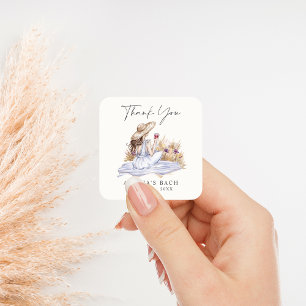 Wijnmakerij Picknick Cottage Bachelorette Vierkante Sticker