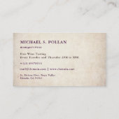  wijnmakerij Sommelier Druif Logo Visitekaartje (Achterkant)