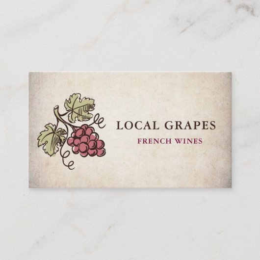  wijnmakerij Sommelier Druif Logo Visitekaartje (Voorkant)