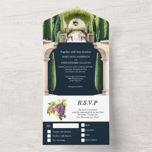 Wijnmakerij Toscaanse wijngaard al fresco tafeldru All In One Uitnodiging (Binnen)