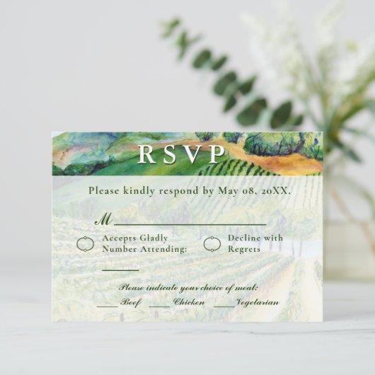 Wijnmakerij Trouw RSVP Kaarten Aangepaste Wijnkaar (Staand voorkant)