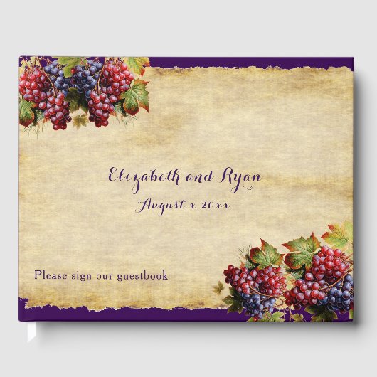 Wijnmakerij Wedding Grape Vine Rustic Paper Gastenboek (Voorkant)