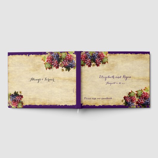 Wijnmakerij Wedding Grape Vine Rustic Paper Gastenboek (Volledig)
