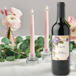 Wijnmakerij Wijngaard Bruiloft Paarse Druiven Bloe Wijn Etiket