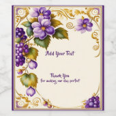 Wijnmakerij Wijngaard Bruiloft Paarse Druiven Bloe Wijn Etiket (Enkel label)