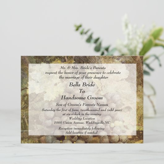 Wijnmakerij Wijngaard bruiloft uitnodiging (Staand voorkant)