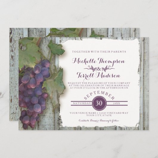 Wijnmakerij Wijngaard Druif Thema Fall Wedding Kaart (Voorkant / Achterkant)