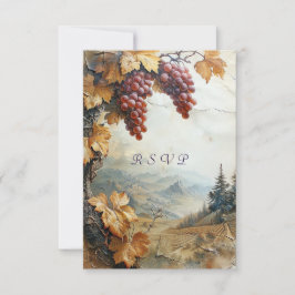 Wijnmakerij Wijngaard Druivenranken Aquarel RSVP Kaartje