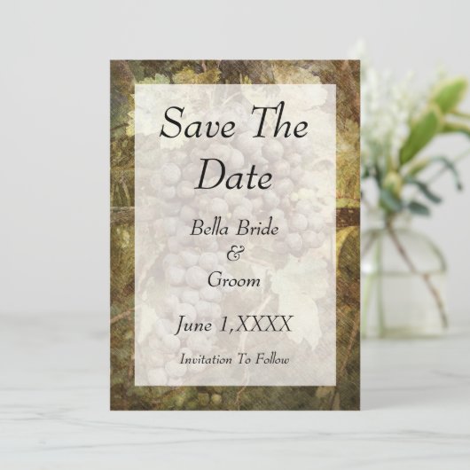 Wijnmakerij Wijngaard Save the Date Kaart (Staand voorkant)