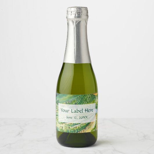 Wijnmakerij Wijngaard Schilderen Aangepaste Wijn L Sparkling Wijnetiket (Voorkant)