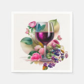Wijnmakerij Wijngaard Wijn Glas Roze Rozen Servet (Voorkant)