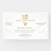 Wijnmakerij Wijnhandel Gouden druiven We zijn open Spandoek (Horizontaal)