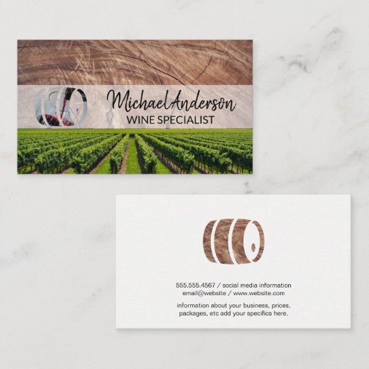 wijnmakerij | wijnproeverij | wijngaard met wijnva visitekaartje (Voorkant / Achterkant)