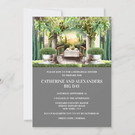 Wijnmakerij zomernacht dineren wijngaard string ve kaart (Voorkant)