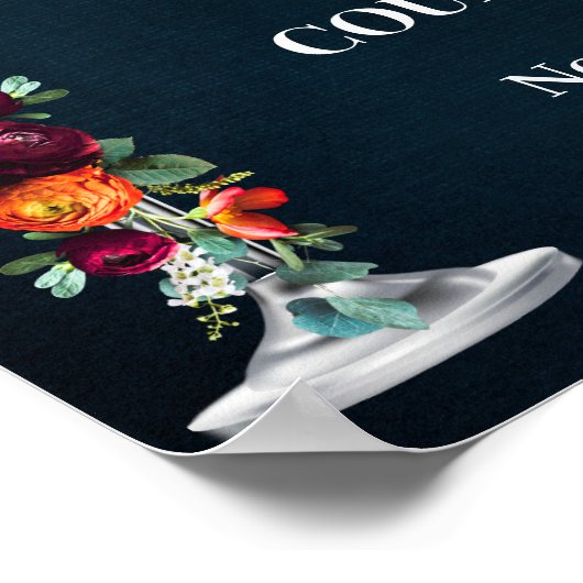 Wijnmarinesubbels en bruinkoolparen huwelijk poster (Hoek)