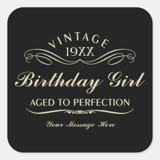  wijnmens grappig zwart verjaardags Sticker (Voorkant)