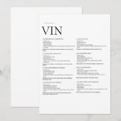 Wijnmenu Papierbord – Elegant Fysiek display Kaart (Voorkant / Achterkant)