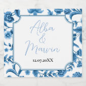 Wijnmerken Chintz Blauw & Wit Bloemen Ditsy Sparkling Wijnetiket (Enkel label)