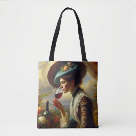 Wijnminnende vrouw tote bag