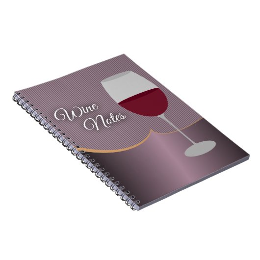 Wijnnoten met Paarse strepen en wijnglas Notitieboek (Rechterzijde)