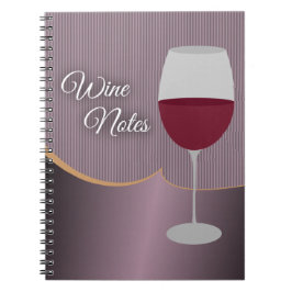 Wijnnotities met paarse strepen & wijnglas notitieboek