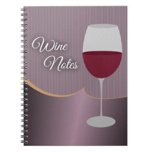 Wijnnotities met paarse strepen & wijnglas notitieboek