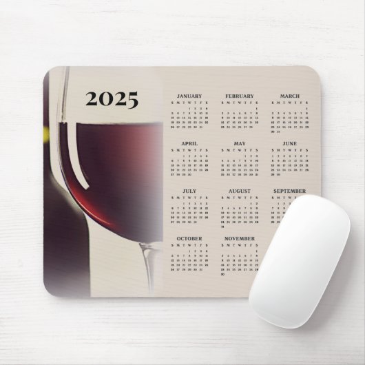 Wijnontwerp 2025 Kalender Mousepad Muismat (Met muis)