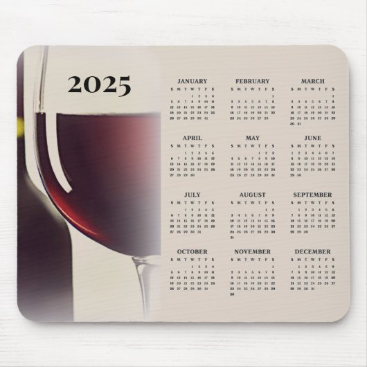 Wijnontwerp 2025 Kalender Mousepad Muismat (Voorkant)