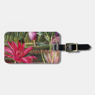 Wijnoogst die de Roze Bloemen van Bloesems Bagagelabel