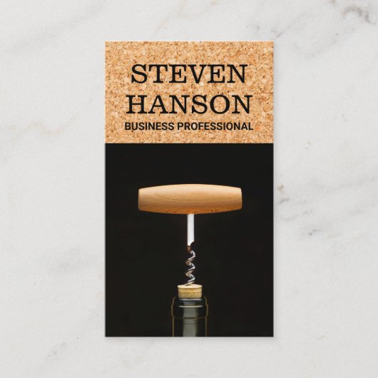 wijnopener | Fles en kurk Visitekaartje (Voorkant)