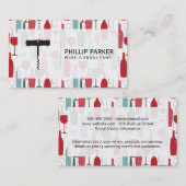 wijnopener | Flessen en glazen patroon Visitekaartje (Voorkant / Achterkant)