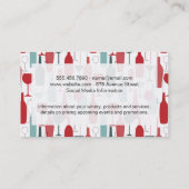 wijnopener | Flessen en glazen patroon Visitekaartje (Achterkant)