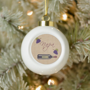 Wijnornament uit Napa Valley Keramische Bal Ornament