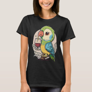 Wijnpapegaai vogel drinkt glas rode wijn t-shirt