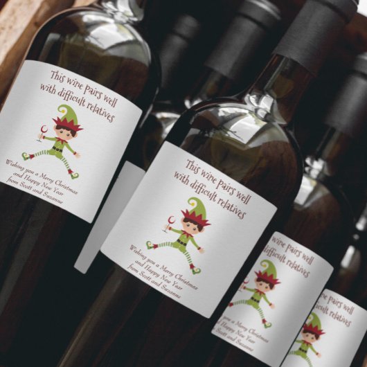 Wijnparen goed met moeilijke familieleden Funny Wijn Etiket