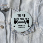 Wijnparen Goed Met Vrienden Proeverij Trip Ronde Button 4,0 Cm (In situ)