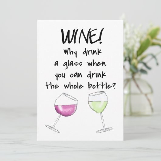 Wijnpartij bij het Testen Funny Gezegde Drink Bott Kaart (Staand voorkant)