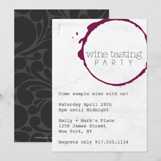 Wijnpartij uitnodigt kaart (Voorkant / Achterkant)