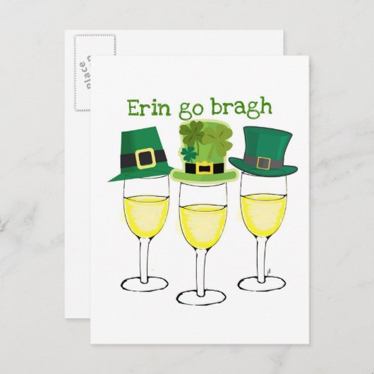 WIJNPARTIJERIN GO BRAGH SAINT PATRICKS DAAGS UITNODIGING BRIEFKAART (Voorkant / Achterkant)