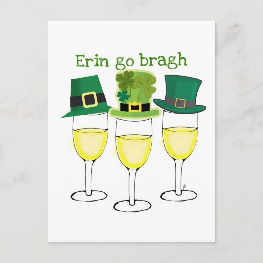 WIJNPARTIJERIN GO BRAGH SAINT PATRICKS DAAGS UITNODIGING BRIEFKAART (Voorkant)