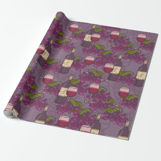 Wijnpatroon Cadeaupapier (Uitgerold)