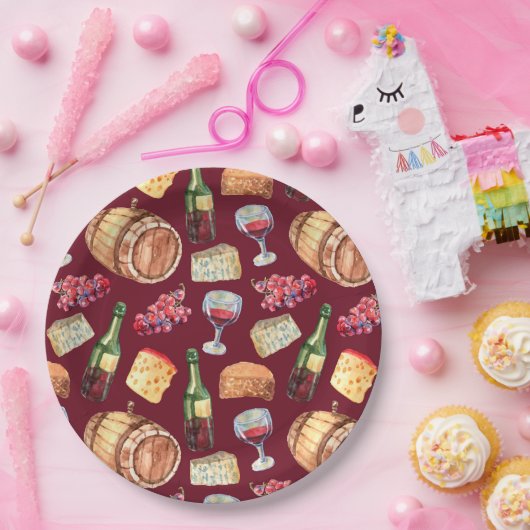 Wijnpatroon Papieren Bordje (Feest)