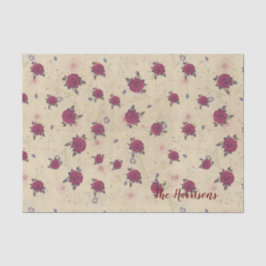 Wijnpatroon Rood bruin  familienaam roos Tissuepapier