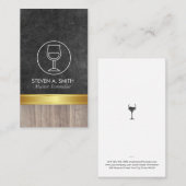 Wijnpictogram en leisteen houten versiering visitekaartje (Voorkant / Achterkant)