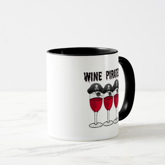WIJNPIRATEN RODE WIJNGLASSEN EN PIRATE AFDRUKKEN MOK (Voorkant rechts)